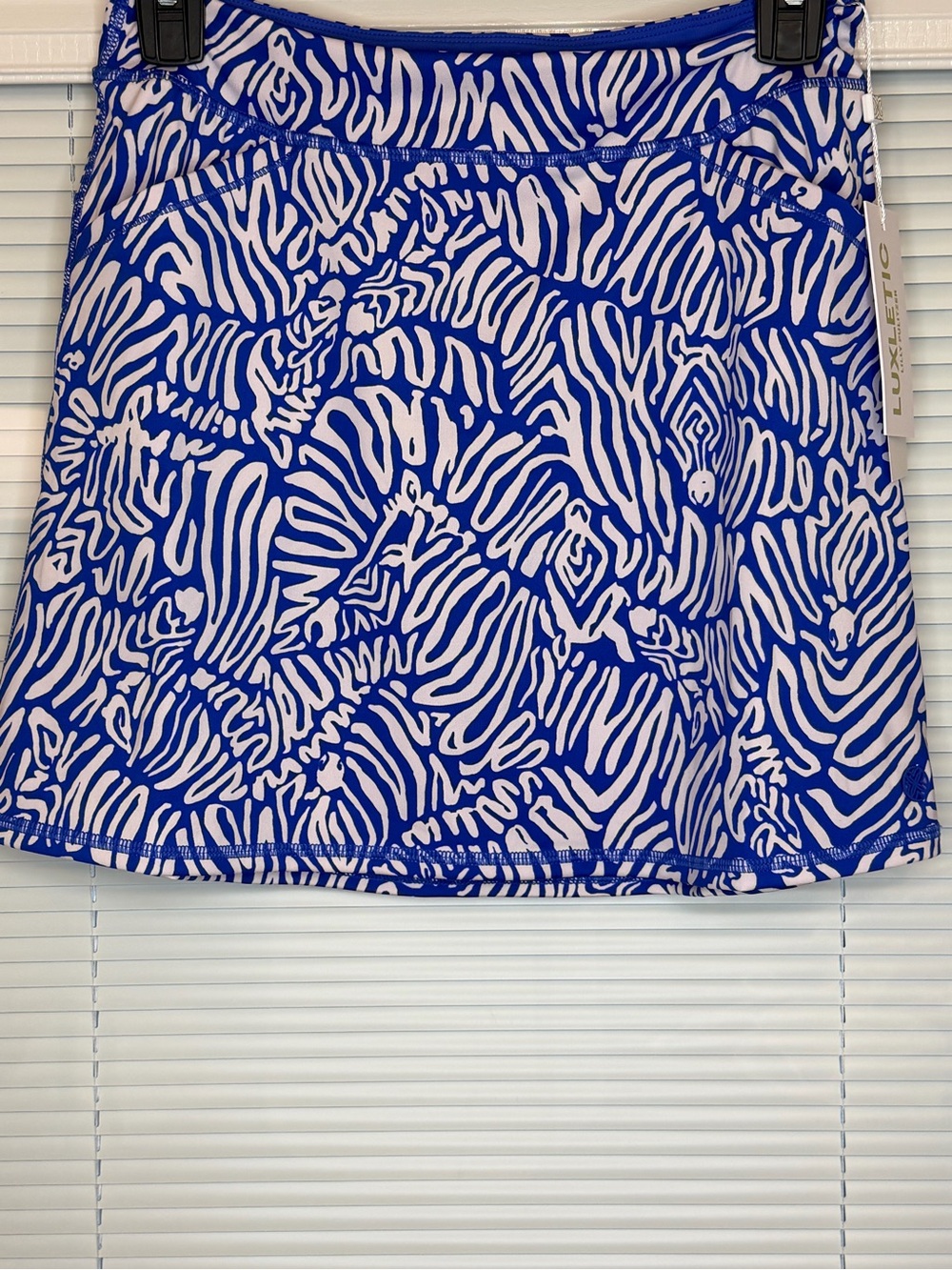 Lilly Pulitzer Royal Blue & White Zebra-Print Mini Skirt